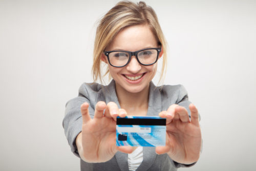 Woman getting a credit card