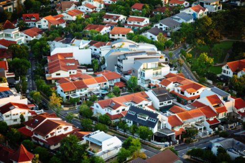 A neighborhood of new homes