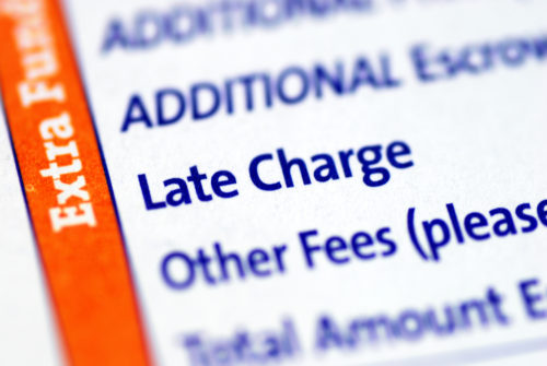 Close-up look at the Late Charge terms on a payment agreement