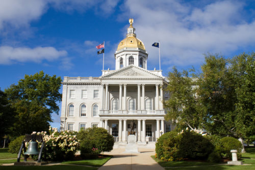 The state house capital building in Concord, New Hampshire.