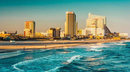 Atlantic City, New Jersey skyline and beach