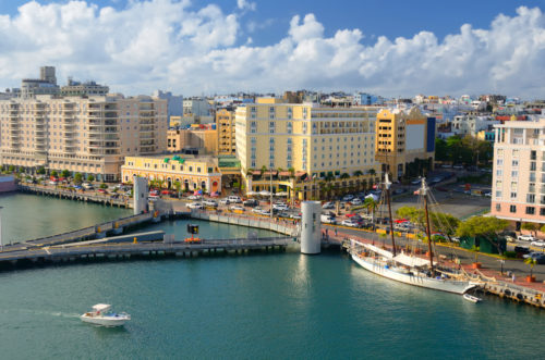 A photograph of the skyline of San Juan, the capital of Puerto Rico.
