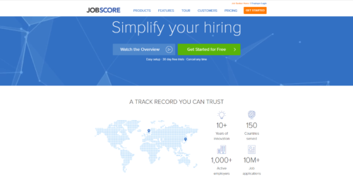 A screenshot of JobScore’s homepage