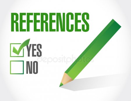 Green text that says, “references” with two boxes underneath marked “yes” and “no.” The “yes” box is checked. There is a bright green pencil to the right of the boxes.