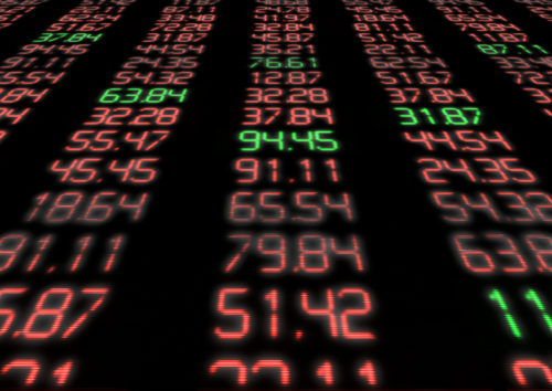 An image of a screen displaying the various figures of stocks and shares.