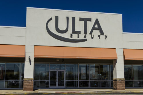 An image of the outside of an Ulta Beauty store.