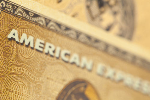 A close up of an American Express Gold Card.