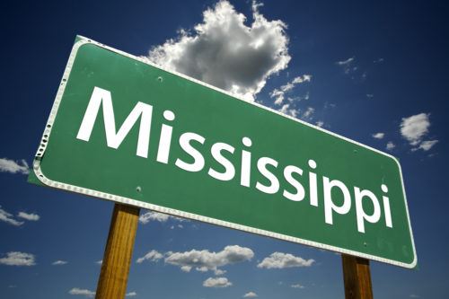 A road sign that reads "Mississippi."