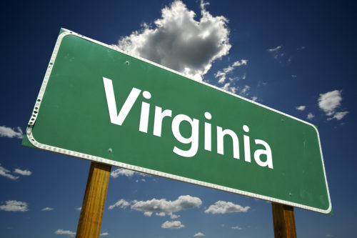 A road sign that reads "Virginia."