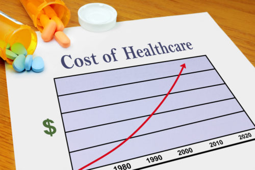 A graph depicting the rising cost of healthcare.