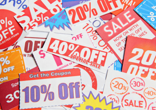 A collage of coupons.