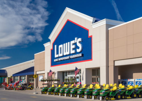 An image of the exterior of a Lowe's warehouse store.
