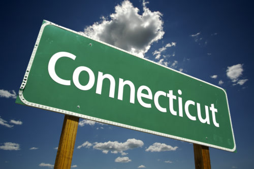 A road sign that reads "Connecticut."