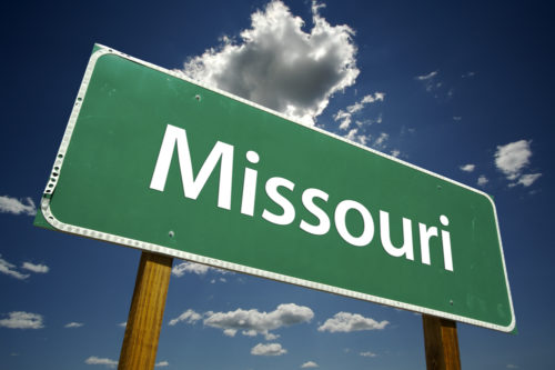 A road sign that reads "Missouri."