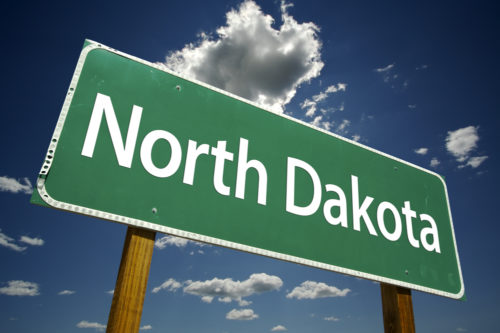 A road sign that reads "North Dakota."
