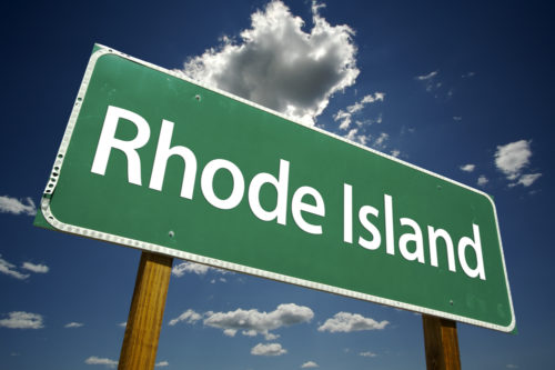 A road sign that reads "Rhode Island."