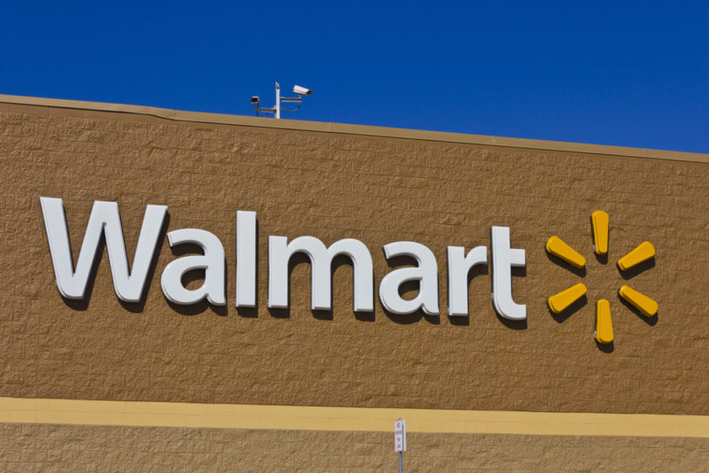 An image of the exterior of a Walmart.