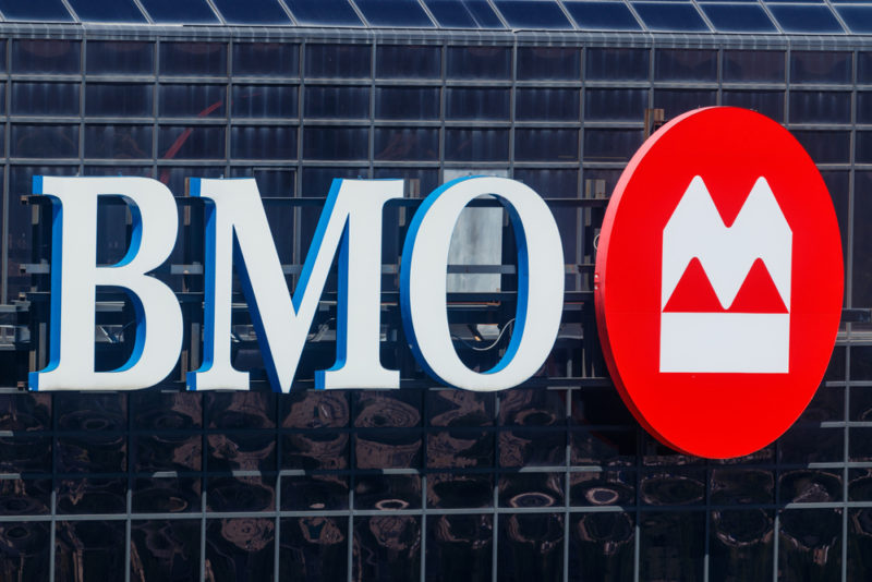 An image of the exterior of a BMO Harris bank.