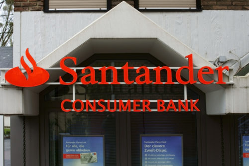 An image of the exterior of a Santander bank.