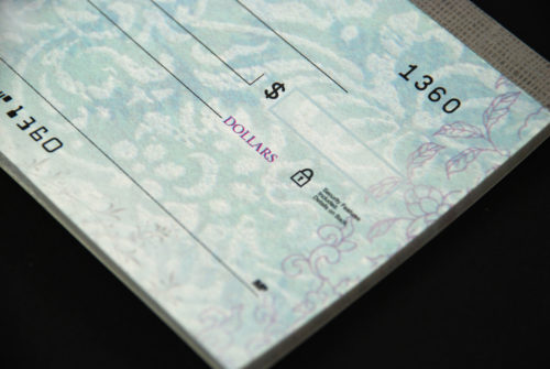 A close up image of a check.