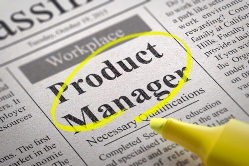 The words "product manager" are circled in highlighter in the classifieds section of a newspaper.