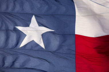 A close up of the Texas state flag.