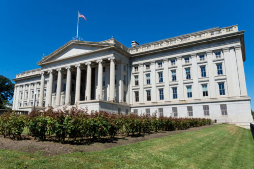 The US Treasury building.