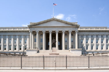 The US Department of Treasury building.