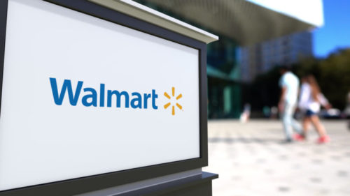 An image of a Walmart sign outside of its store.