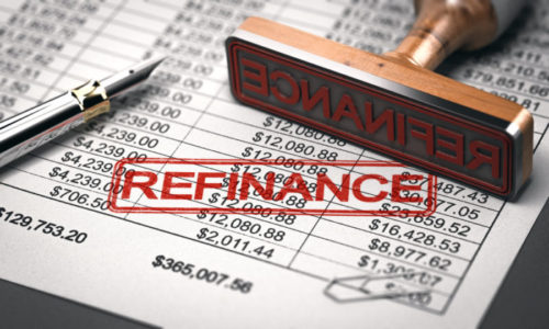 A loan's invoice is rubberstamped "refinance."
