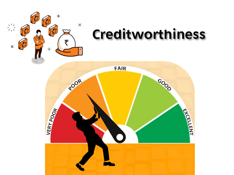 credit score graphics and creditworthiness text on it