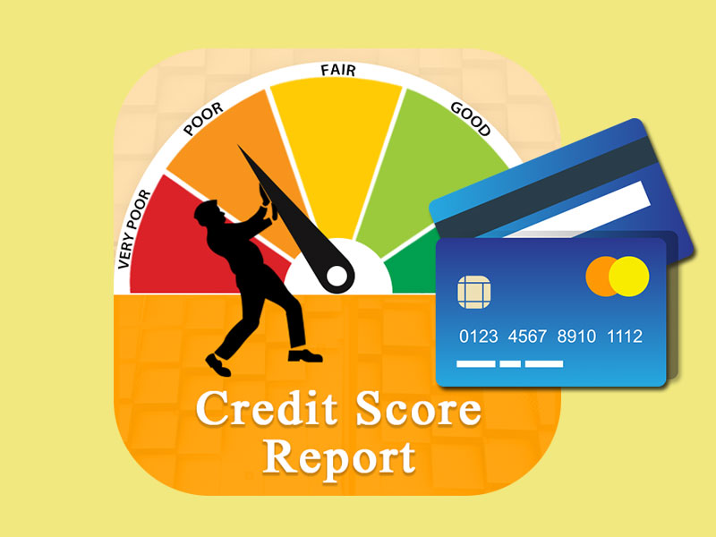 graphics of credit score and credit cards