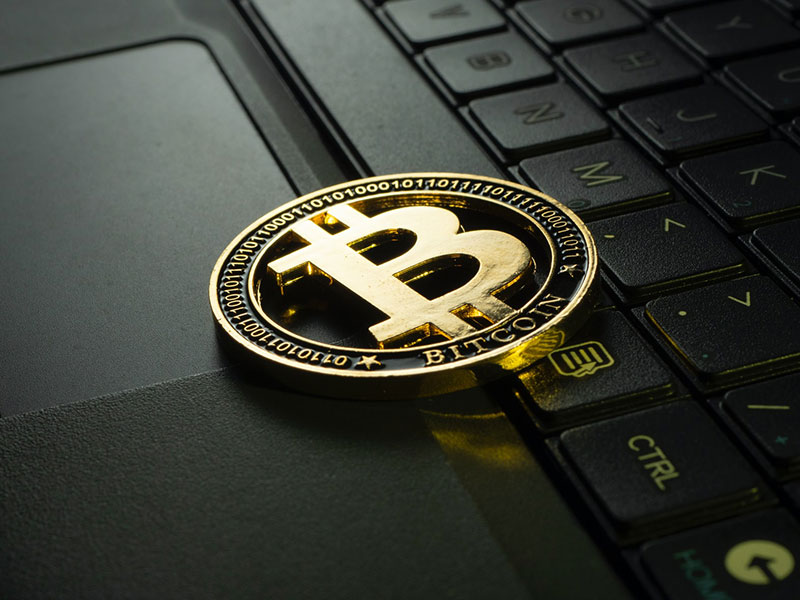 bitcoin on a laptop