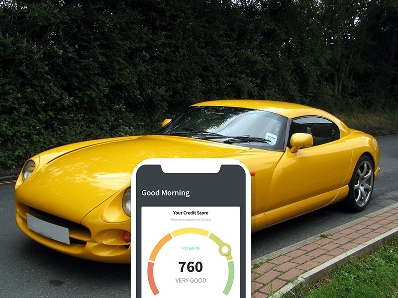 yellow car and credit score graphics 