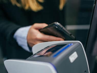 Mobile payment using phone at a terminal.